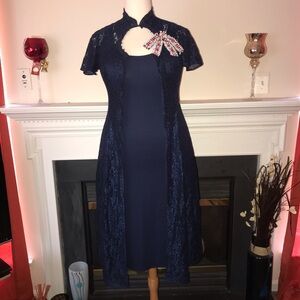 Ariana | Two Piece Duster Navy Dress Set​